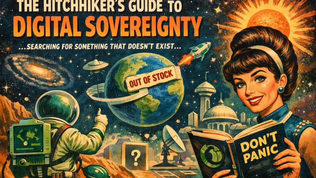 Credits to Douglas Adams for his inspirational art of humor; and to ChatGPT for helping to create this picture