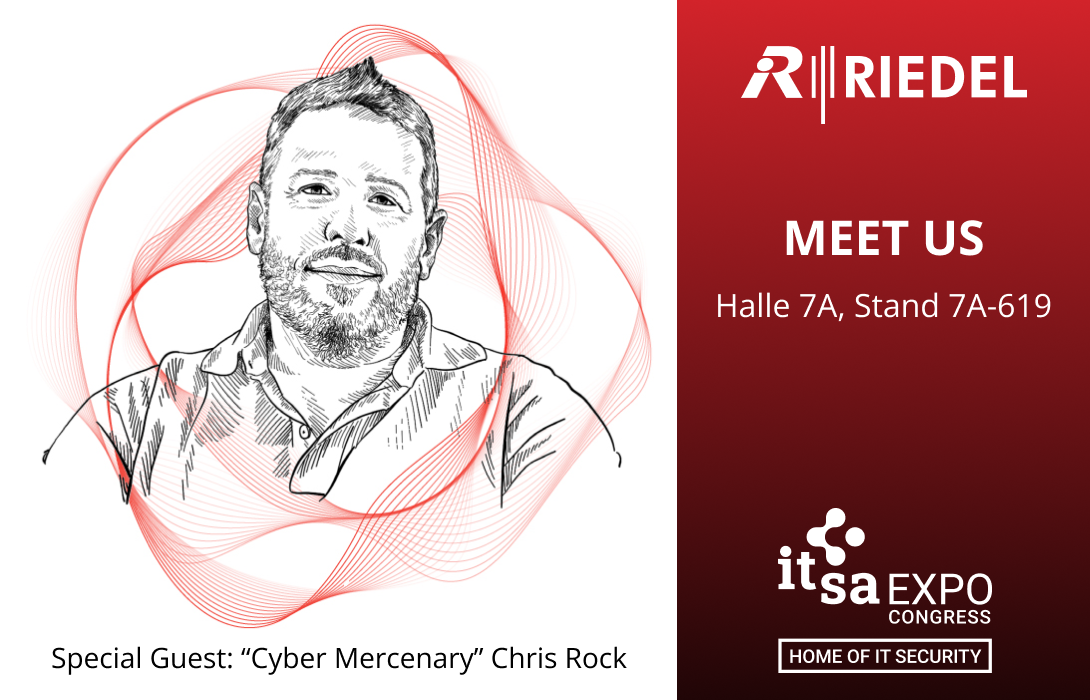 RIEDEL Networks mit dem berühmten Hacker Chris Rock auf der it-sa Expo&Congress